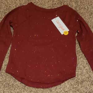 Toddler Girls' Sparkle Long Sleeve T-Shirt Cat & Jack Burgundy/Red 4T